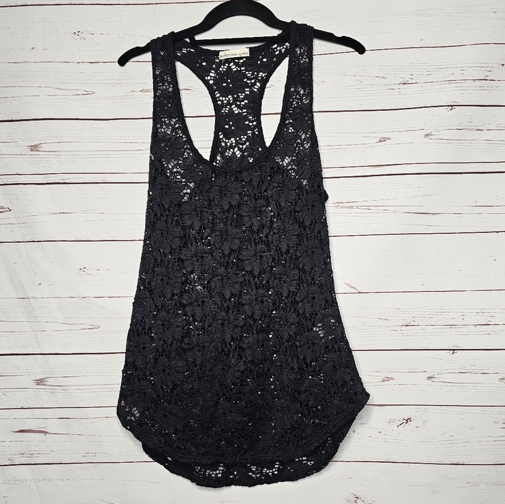 morrison grey Bond Black Lace Tank Top